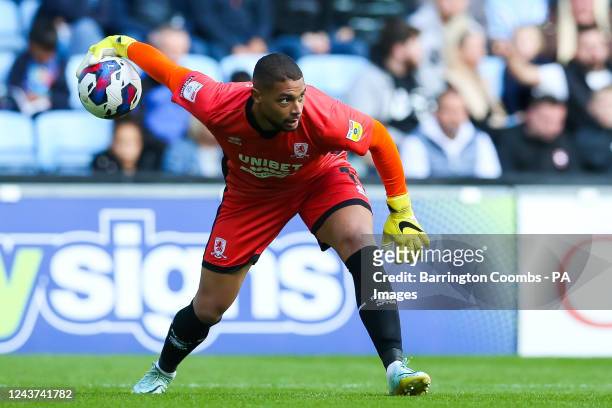 Middlesbrough goalkeeper Zack Steffen during the Sky Bet Championship match at the Coventry Building Society Arena, Coventry. Picture date: Saturday...