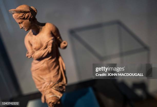 Terracotta likeness of the Greek goddess of love and beauty Aphrodite from the 2nd Century BC is on display at the exhibition "Quantity and Quality,...
