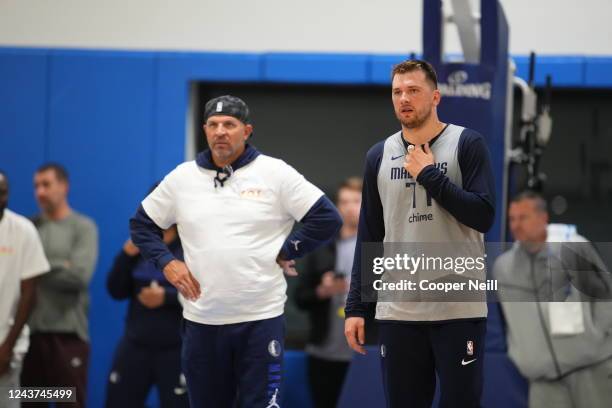 Head Coach of the Dallas Mavericks Jason Kidd participates during practice on September 30, 2022 at the Dallas Mavericks Practice Facility in Dallas,...