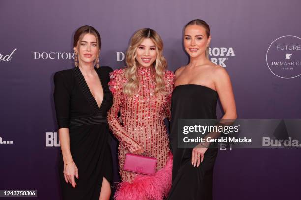 Mrs. Bella, Kisu, Liz Kaeber attend the Tribute to Bambi 2022 at Hotel Berlin Central District on October 5, 2022 in Berlin, Germany.