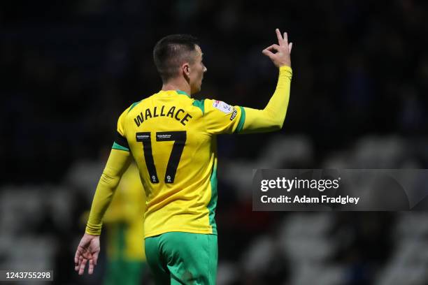 Jed Wallace of West Bromwich Albion makes an OK sign during the Sky Bet Championship between Preston North End and West Bromwich Albion at Deepdale...