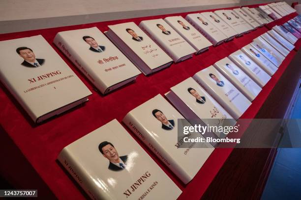 Copies of Chinese President Xi Jinping's The Governance of China at the Museum of the Chinese Communist Party in Beijing, China, on Tuesday, Oct. 4,...