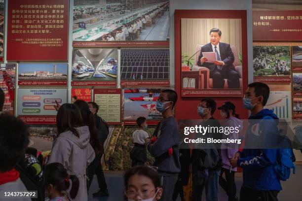 Portrait of Chinese President Xi Jinping at the Museum of the Chinese Communist Party in Beijing, China, on Tuesday, Oct. 4, 2022. China's Party...
