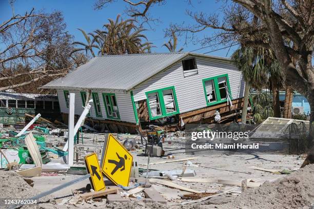 Home damaged by Hurricane Ian along Fort Myers Beach, Florida, on Oct. 3, 2022.