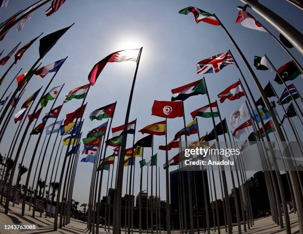 Different countries flags are seen ahead of the FIFA World Cup 2022 at Corniche region in Doha, Qatar on October 06, 2022.