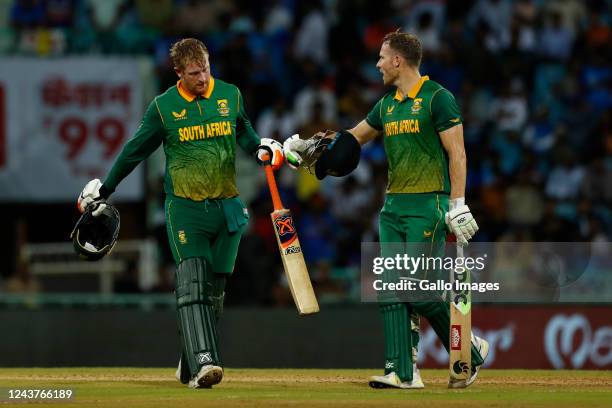 David Miller of South Africa and Heinrich Klaasen of South Africa during the 1st One Day International match between India and South Africa at Bharat...