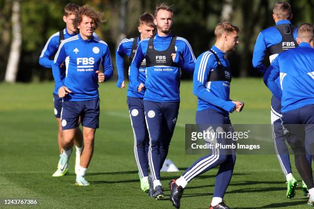James Maddison of Leicester City during the Leicester City training session at Leicester City Training Ground, Seagrave on October 06, 2022 in...