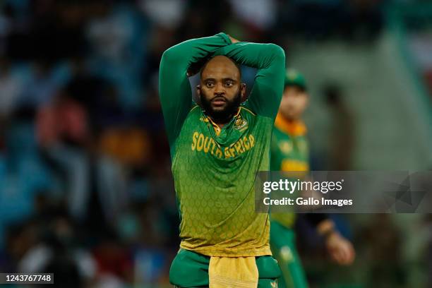 Temba Bavuma of South Africa reacts during the 1st One Day International match between India and South Africa at Bharat Ratna Shri Atal Bihari...