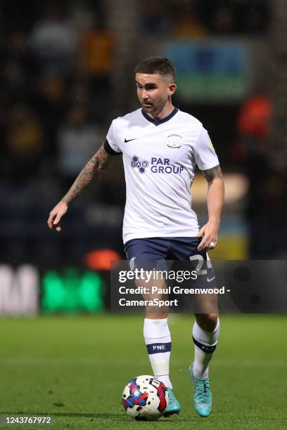 Preston North End's Sean Maguire during the Sky Bet Championship between Preston North End and West Bromwich Albion at Deepdale on October 5, 2022 in...