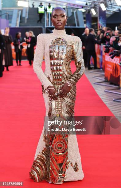 Jodie Turner-Smith attends the gala screening of "White Noise" during the BFI London Film Festival at The Royal Festival Hall on October 6, 2022 in...