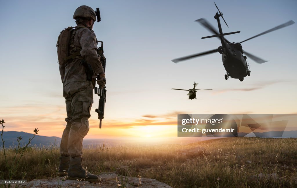 Military Mission at sunrise