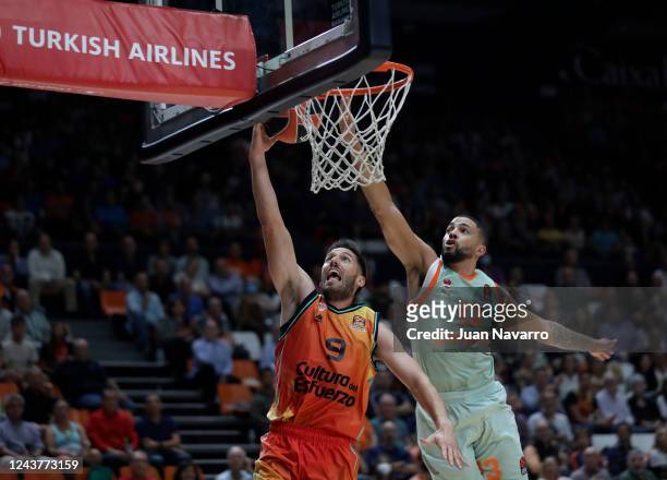 Sam Van Rossom, #9 of Valencia Basket in action during the 2022/2023 Turkish Airlines EuroLeague Regular Season Round 1 match between Valencia Basket...