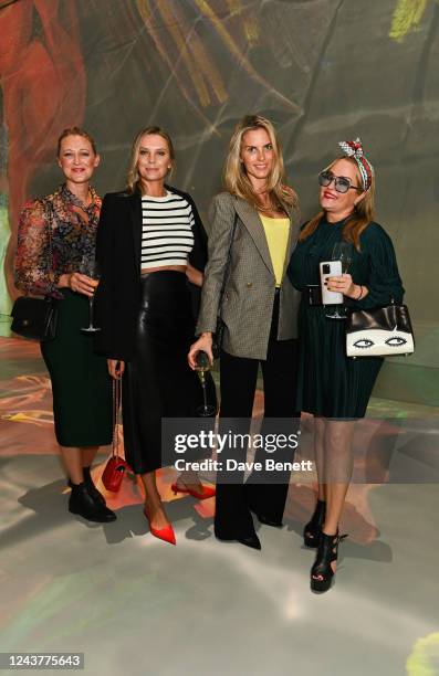 Siobhan Hewlett, Malin Jefferies, Frida Redknapp and Erica Bergsmeds attend the World Premiere of Frameless in Marble Arch on October 6, 2022 in...