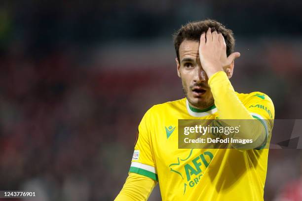 Pedro Chirivella of FC Nantes gestures during the UEFA Europa League group G match between Sport-Club Freiburg and FC Nantes at Europa-Park Stadion...