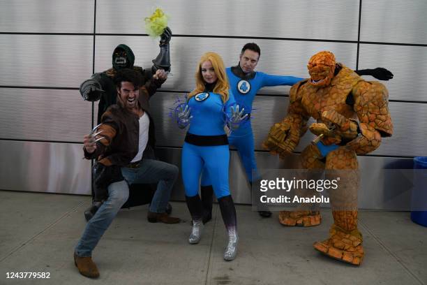 Comic Con fans with cosplay costumes attend the 1st day of the 2022 New York Comic-Con at the Javits Convention Center in New York, United States on...