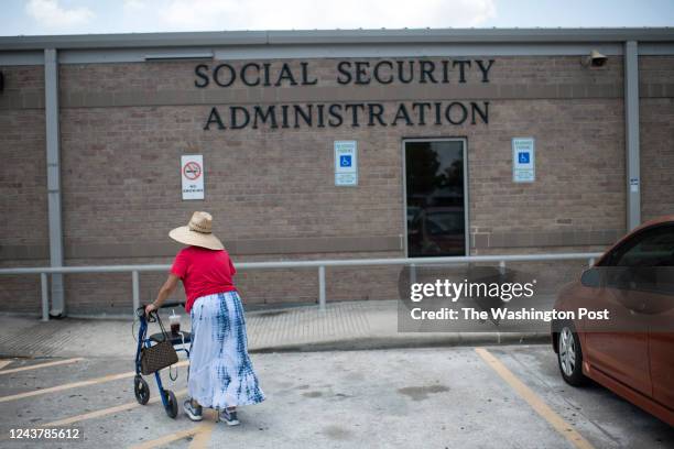 Woman walks into a Social Security office in Houston, Texas on July 13, 2022.