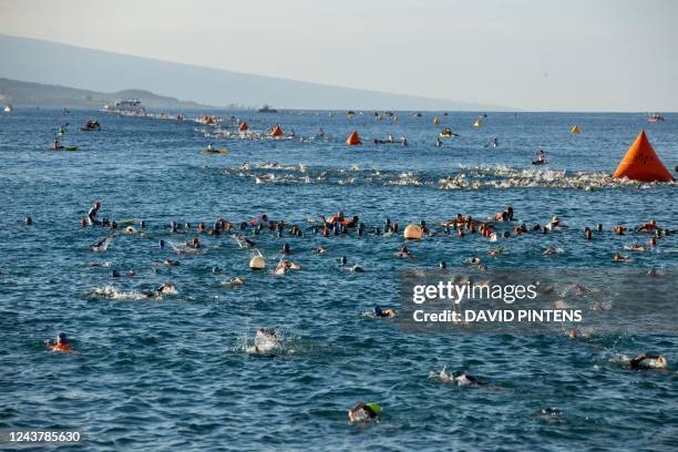 Illustration picture shows the start of the Hawaii Ironman women's triathlon race, Thursday 06 October 2022, in Kailua, Kona, Hawaii, USA. BELGA...