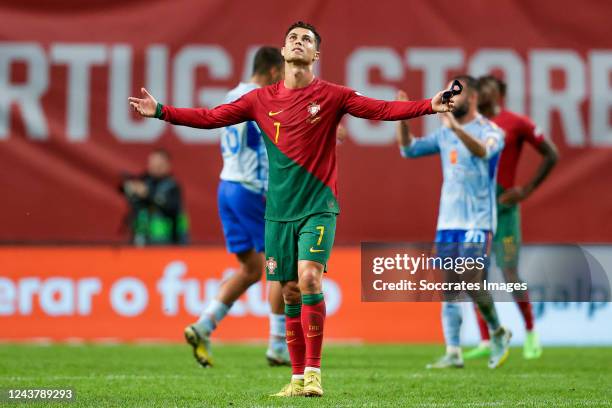 Cristiano Ronaldo of Portugal during the UEFA Nations league match between Portugal v Spain at the Estadio Municipal de Braga on September 27, 2022...