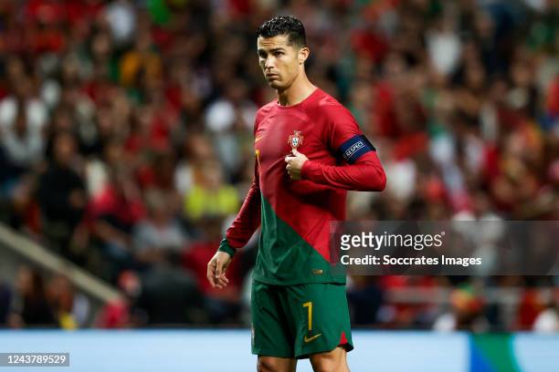 Cristiano Ronaldo of Portugal during the UEFA Nations league match between Portugal v Spain at the Estadio Municipal de Braga on September 27, 2022...