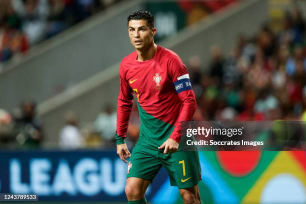 Cristiano Ronaldo of Portugal during the UEFA Nations league match between Portugal v Spain at the Estadio Municipal de Braga on September 27, 2022...