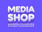 Vector creative logo Media Shop with Alphabet Letters and Numbers
