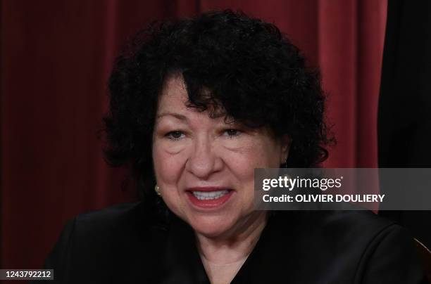 Associate US Supreme Court Justice Sonia Sotomayor poses for the official photo at the Supreme Court in Washington, DC on October 7, 2022.