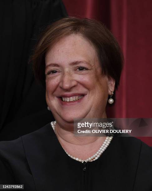 Associate US Supreme Court Justice Elena Kagan poses for the official photo at the Supreme Court in Washington, DC on October 7, 2022.