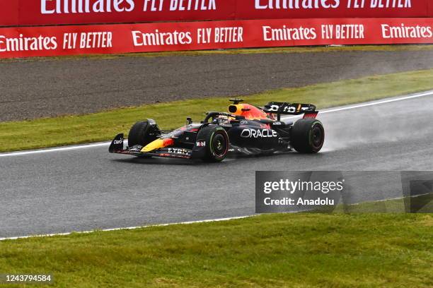 Max Verstappen of the Netherlands driving the Oracle Red Bull Racing RB18 on trackduring the practice session ahead of the 2022 Japanese Grand Prix...