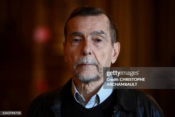 Russian human rights activist and co-founder of the Memorial NGO Lev Ponomarev poses in Paris on October 7, 2022. - Rights group Memorial is honoured...