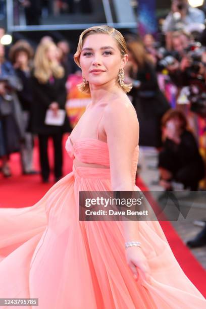 Florence Pugh attends the gala screening of "The Wonder" during the 66th BFI London Film Festival at The Royal Festival Hall on October 7, 2022 in...