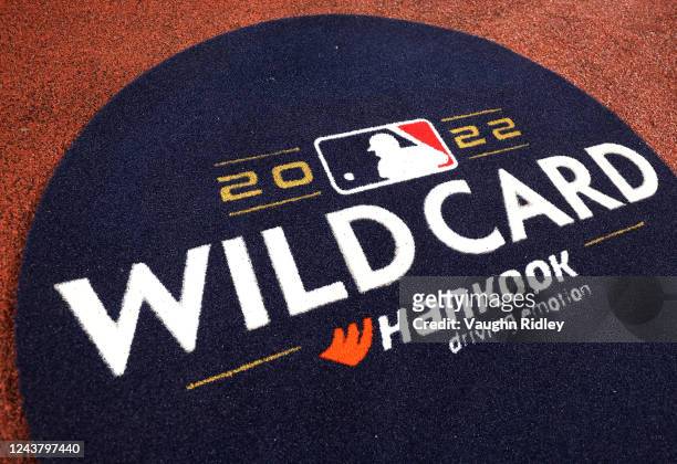 Wildcard branding prior to Game One of the AL Wild Card series between the Toronto Blue Jays and the Seattle Mariners at Rogers Centre on October 7,...