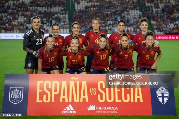 Spain's goalkeeper Misa Rodriguez, Spain's midfielder Teresa Abelleira, Spain's defender Oihane Hernandez, Spain's defender Rocio Galvez, Spain's...