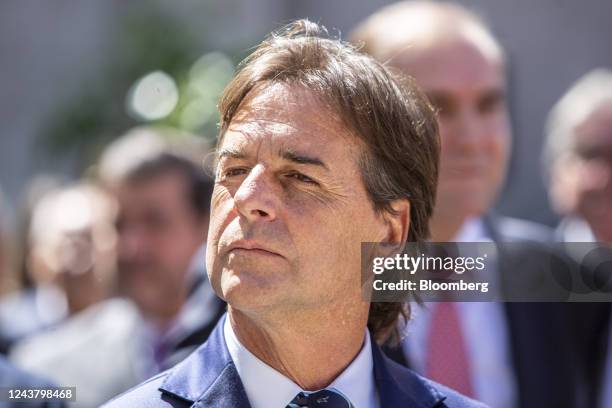 Luis Lacalle Pou, Uruguay's president, attends an event at the Paraguayan embassy in Montevideo, Uruguay, on Friday, Oct. 7, 2022. Paraguay's...