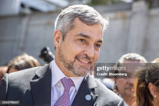 Mario Abdo Benitez, Paraguay's president, attends an event at the Paraguayan embassy in Montevideo, Uruguay, on Friday, Oct. 7, 2022. Benitez...
