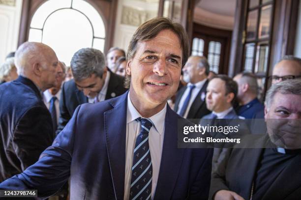 Luis Lacalle Pou, Uruguay's president, attends an event at the Paraguayan embassy in Montevideo, Uruguay, on Friday, Oct. 7, 2022. Paraguay's...