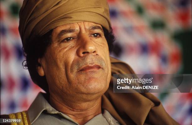 Libyan leader Muammar Gaddafi on March 18, 1992 in Tripoli. Libya.