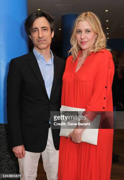 Noah Baumbach and Greta Gerwig attend a special screening of "White Noise" hosted by Wes Anderson at The Soho Hotel on October 7, 2022 in London,...