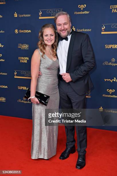 Stephan Grossmann and his wife Lidija Grossmann attend the Goldene Henne Awards 2022 at Studio 3 der Media City on October 7, 2022 in Leipzig,...