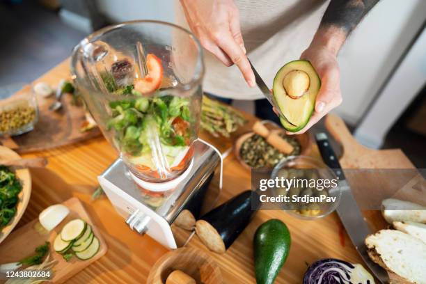 making vegetables taste amazing - avocado smoothie stock pictures, royalty-free photos & images