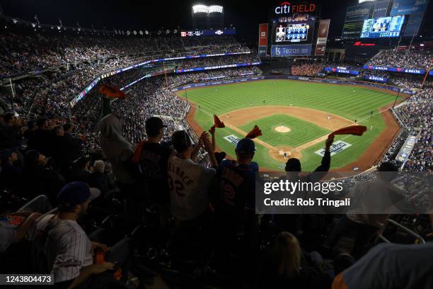 General view of the inside of the stadium during the Wild Card Series game between the San Diego Padres and the New York Mets at Citi Field on...