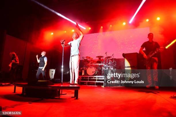 Tim Mahoney, Doug "SA" Martinez, Chad Sexton, Nick Hexum and Aaron "P-Nut" Wills of 311 perform during Legends at Arts Park at ArtsPark at Young...