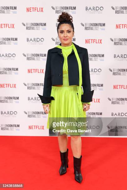 Salma Hayek attends the gala screening of "Bardo, False Chronicle of a Handful of Truths" during the 66th BFI London Film Festival at The Royal...