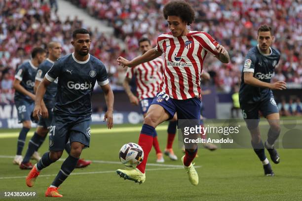 Axel Witsel of Atletico Madrid in action against Yangel Herrera of Girona during the LaLiga week 8 soccer match between Atletico Madrid and Girona at...