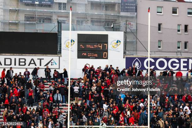 Illustration Scoreboard during the Top 14 match between Toulon and Brive at Felix Mayol Stadium on October 8, 2022 in Toulon, France.