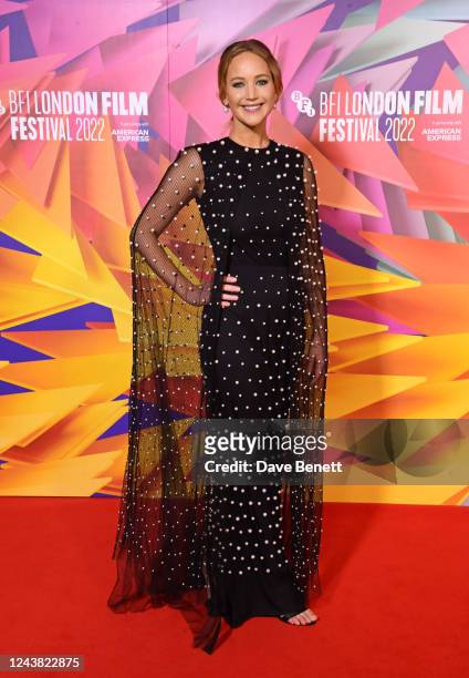 Jennifer Lawrence attends the European Premiere of "Causeway" during the 66th BFI London Film Festival at BFI Southbank on October 8, 2022 in London,...