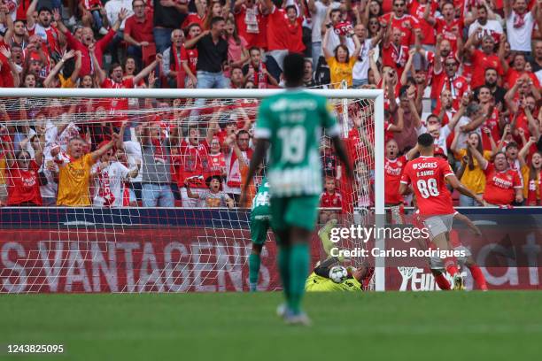 Benfica celebrates SL Benfica second goal own goal scored by Jhonatan Luiz of Rio Ave FC during the Liga Portugal Bwin match between SL Benfica and...