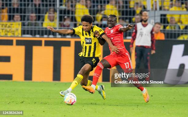 Karim Adeyemi of Borussia Dortmund in action during the Bundesliga match between Borussia Dortmund and FC Bayern München at the Signal Iduna Park on...