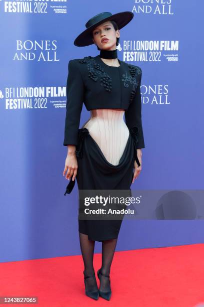 Actor Taylor Russell attends the special presentation of 'Bones and All' at the Royal Festival Hall during the 66th BFI London Film Festival in...