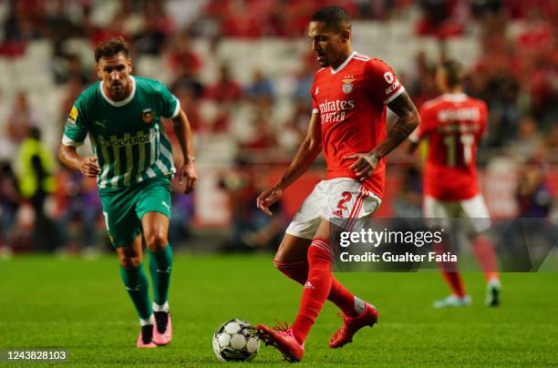 Gilberto of SL Benfica in action during the Liga Portugal Bwin match between SL Benfica and Rio Ave FC at Estadio da Luz on October 8, 2022 in...