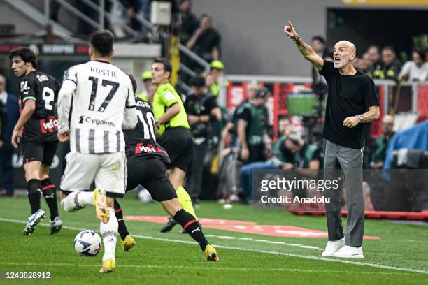 Stefano Pioli, coach of AC Milan gives tactics during the Italian Serie A football match AC Milan vs Juventus FC at San Siro stadium in Milan, Italy...